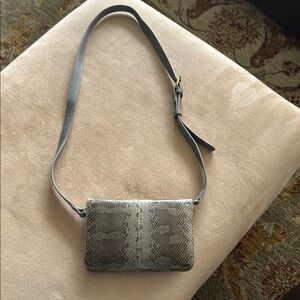 Gray Snake Print Crossbody Bag